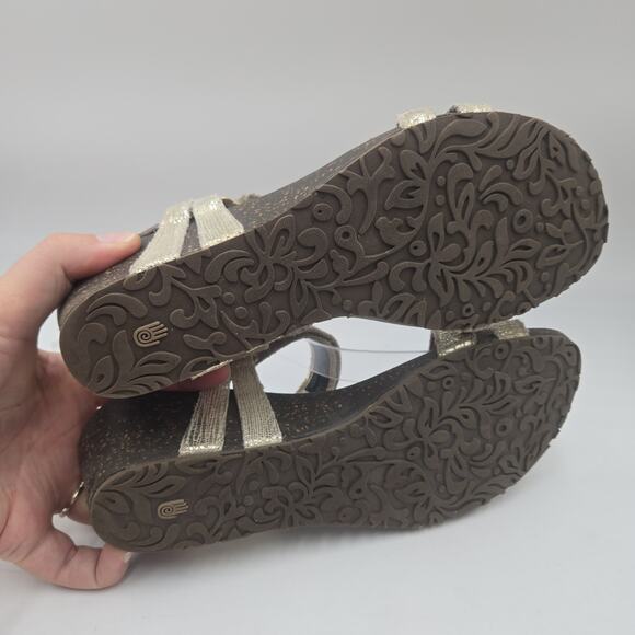 Womens Teva Ventura Metallic Gold Leather Snake Print Sz 9 Wedge Strappy Sandals - Picture 6 of 7
